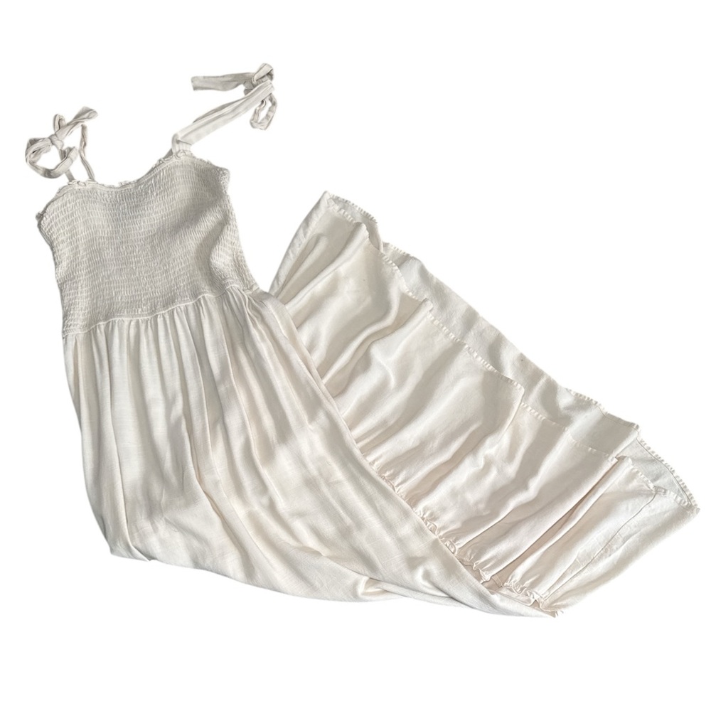Cream Boho Tie Strap Maxi Dress - Picture 4 of 8